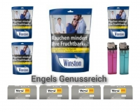 VERSANDKOSTENFREI!!!    4 x Winston Blue � 100g + 4 x West Silver H�lsen � 200 St�ck